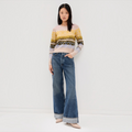 Cinq à Sept Lace Fair Isle Pullover Sweater Oatmeal Multi Size Small