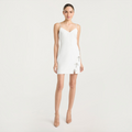 CINQ À SEPT Corded Rhinestone Bow Bella Mini Dress Ivory Size 4