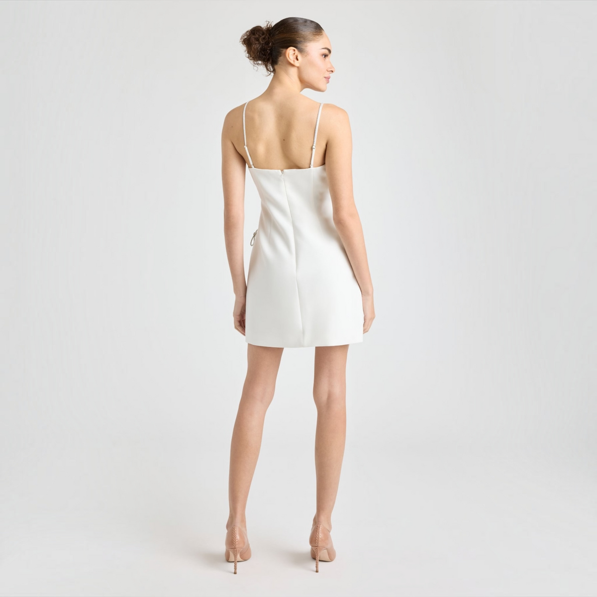 CINQ À SEPT Corded Rhinestone Bow Bella Mini Dress Ivory Size 4
