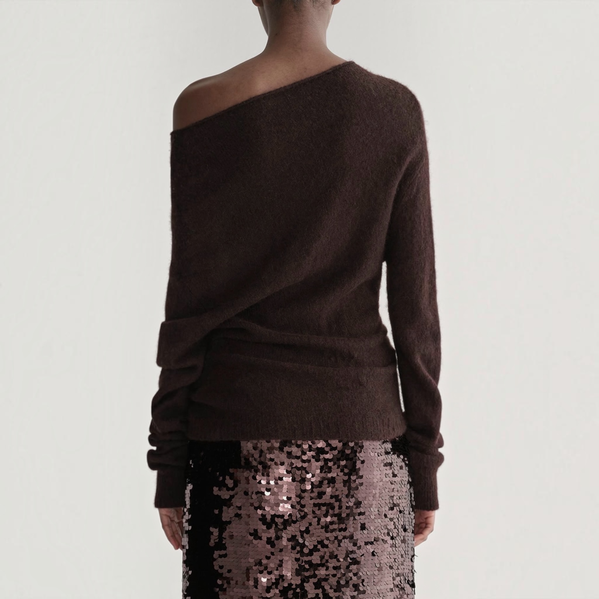 A.L.C. Freya Asymmetric Alpaca-Blend Sweater Dark Umber Size Small