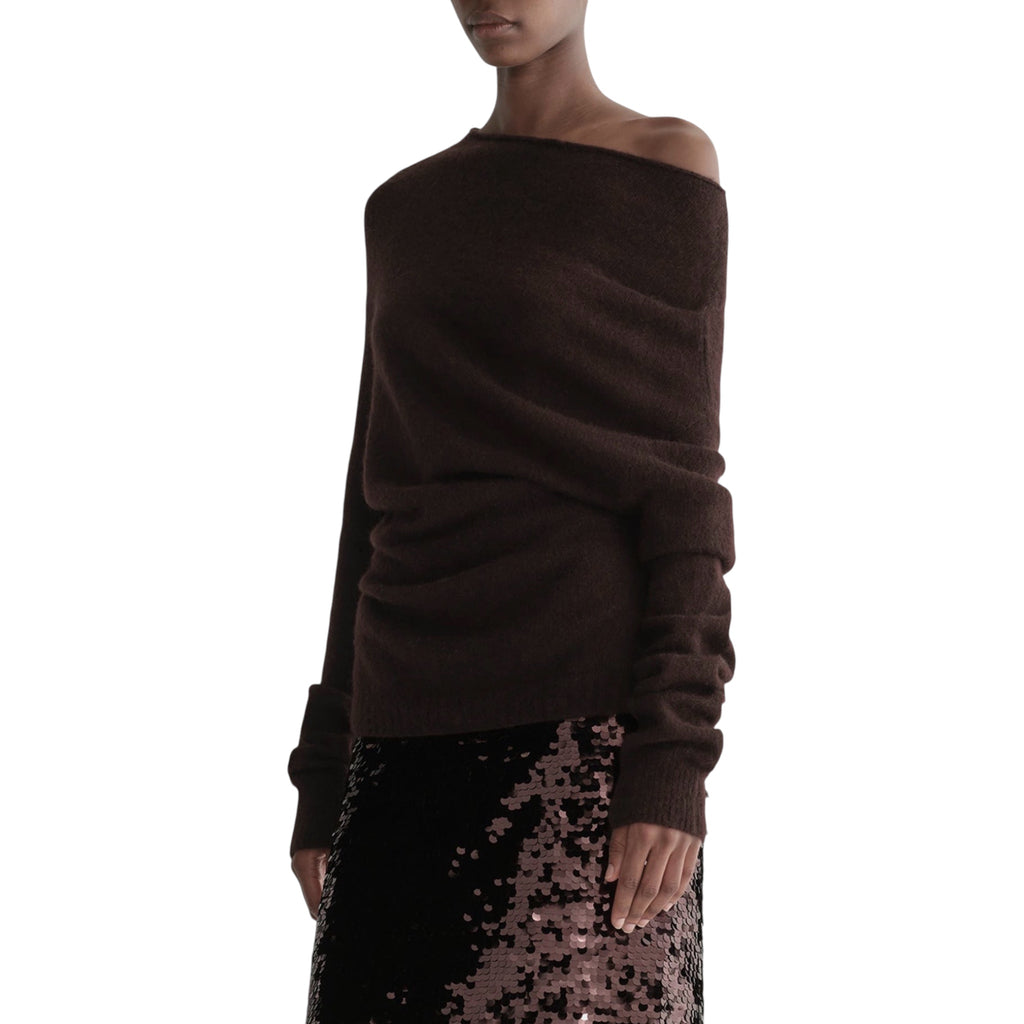 A.L.C. Freya Asymmetric Alpaca-Blend Sweater Dark Umber Size Small