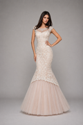 Sherri Hill 51114 Ivory Lace Mermaid Gown – Beaded Cap Sleeve Formal Dress – $918