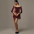Hutch Long-Sleeve Square-Neck
Velvet Mini Dress Dusty Rose Sz 4