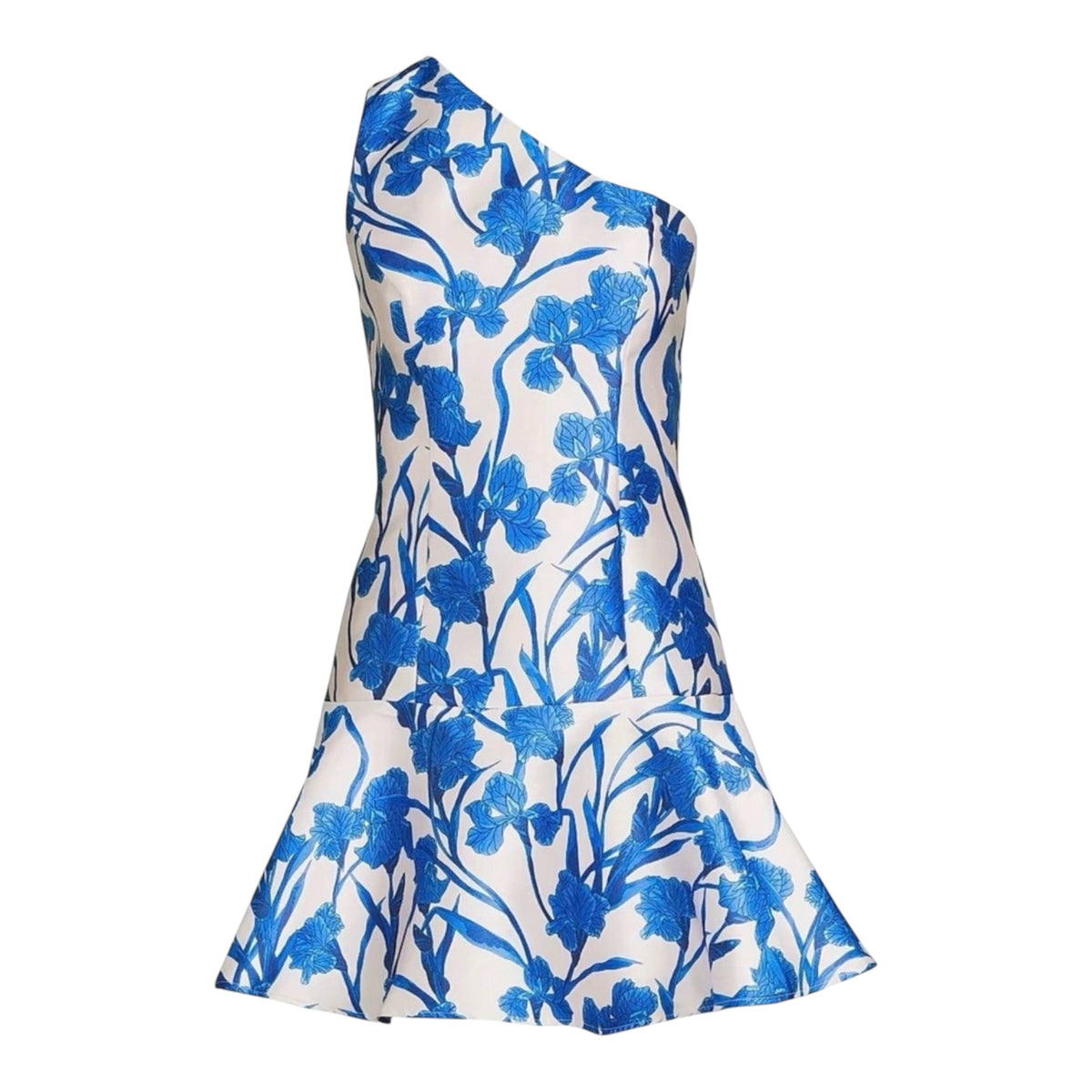 Hutch Silas Floral One-Shoulder Minidress – Cobalt Vining Orchids