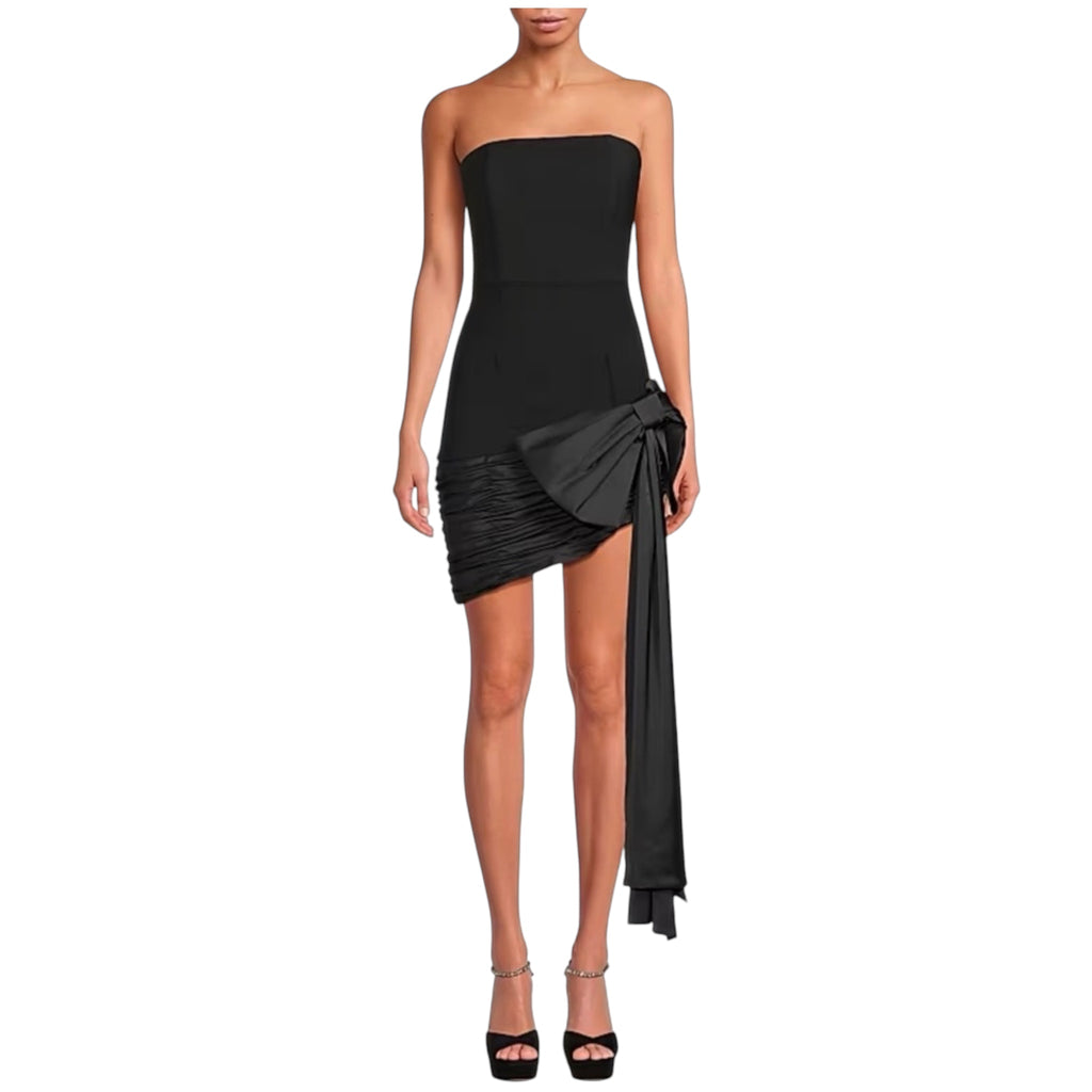Hutch Sloane Strapless Asymmetric Bow Mini Dress Black Size 10