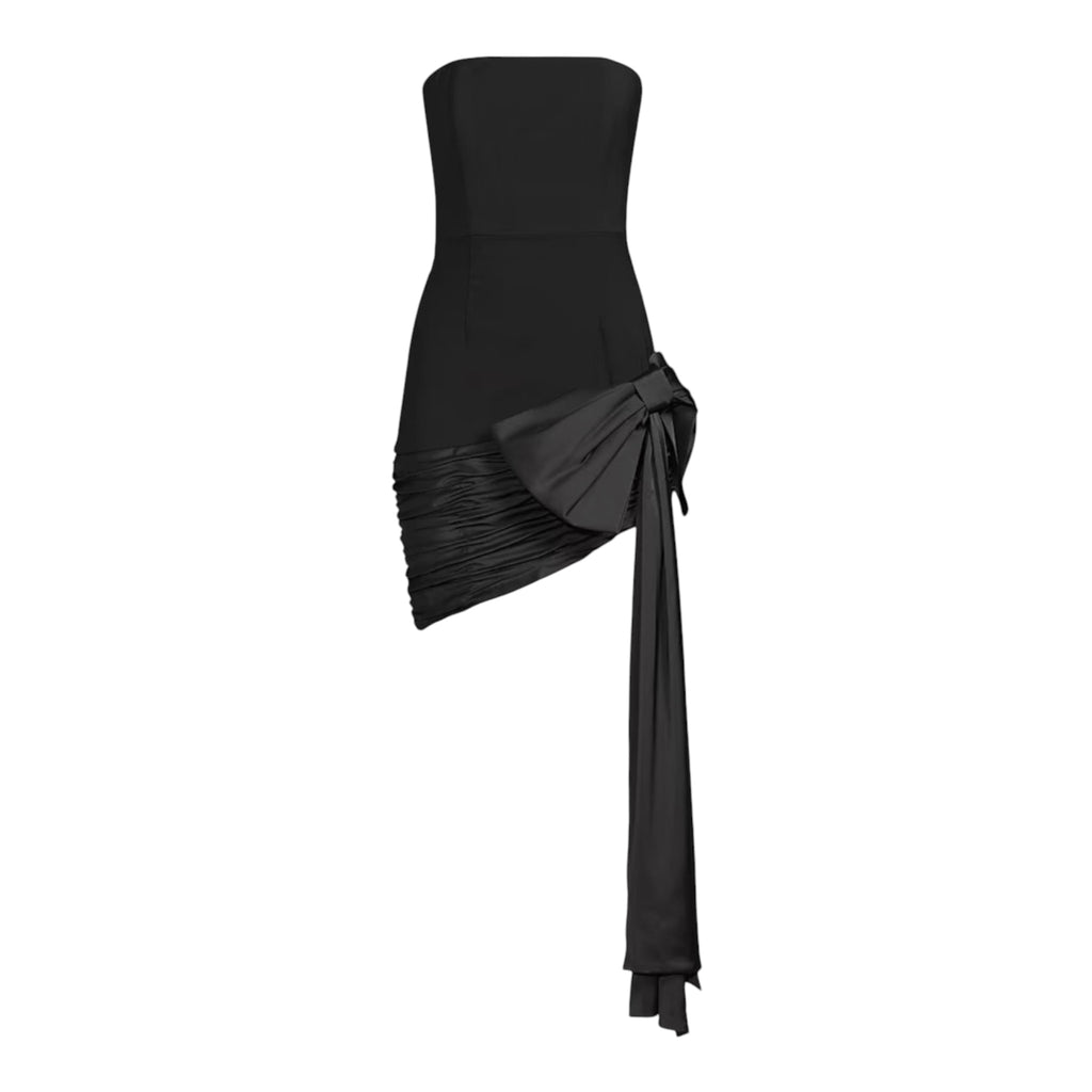 Hutch Sloane Strapless Asymmetric Bow Mini Dress Black Size 10