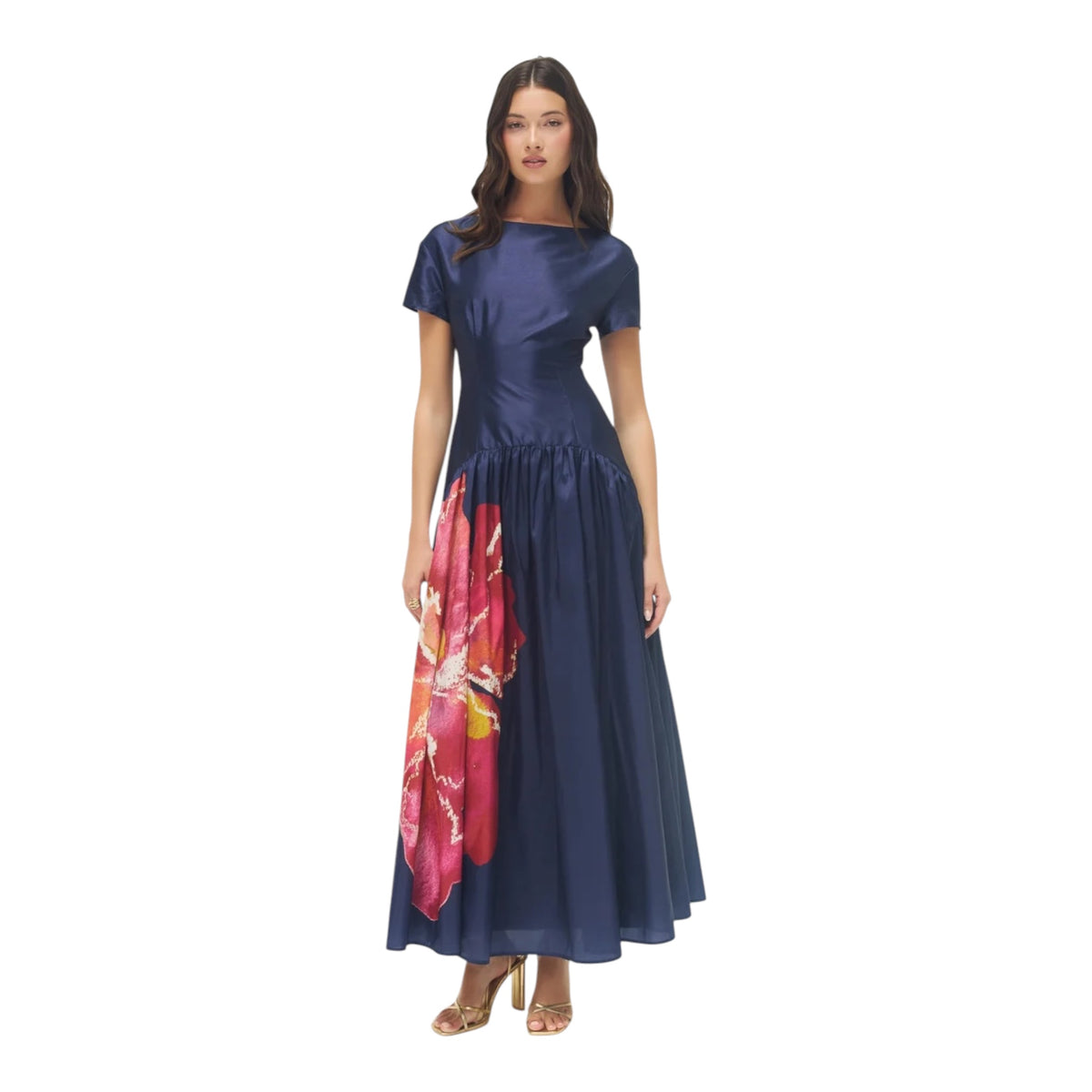 HUTCH Atley Floral Gown Navy Raspberry Size Small