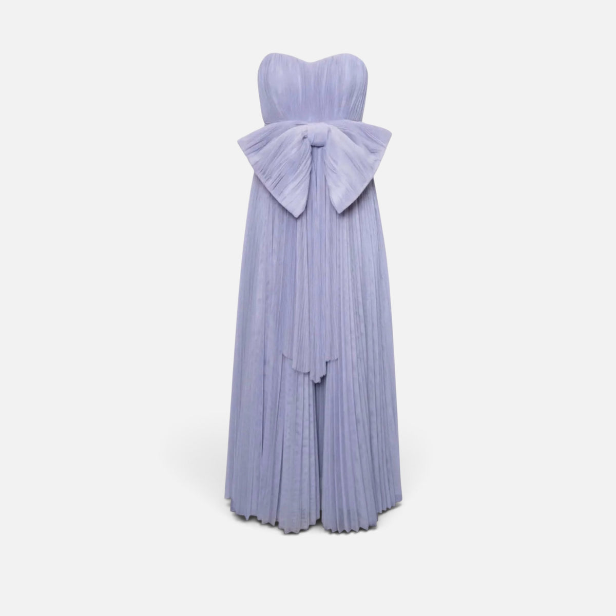 Hutch Cataline Strapless Bow-Front Pleated Tulle Gown in Lavender Sz 2