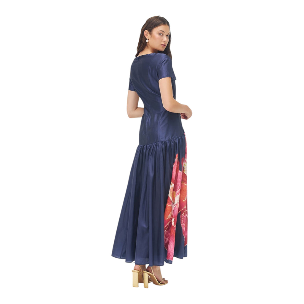HUTCH Atley Floral Gown Navy Raspberry Size Small