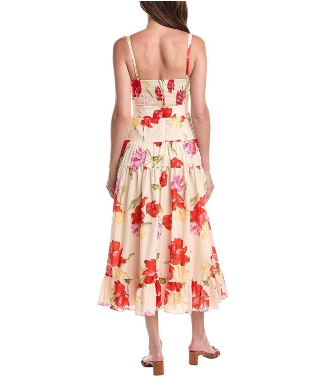 Hutch Klea Midi Dress in watercolor rococo bouquet ivory Sz Small