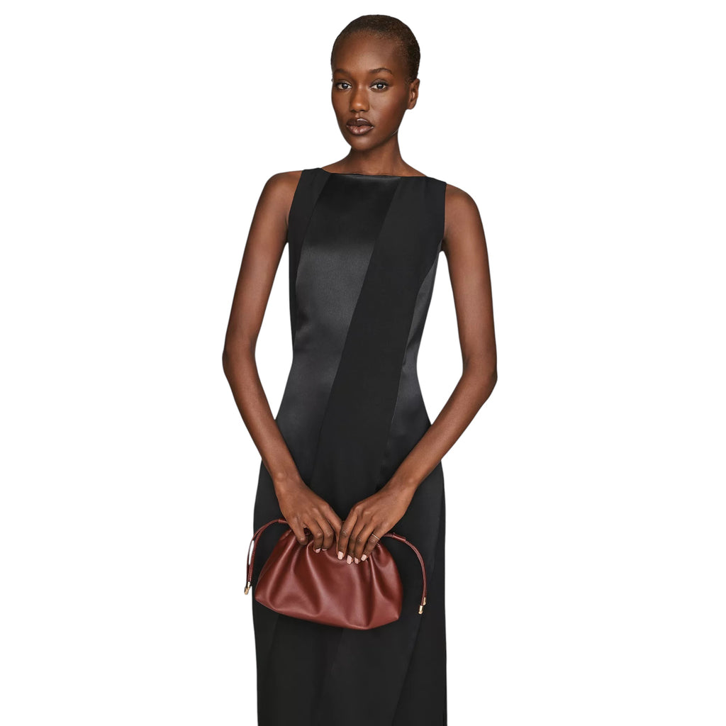 HUTCH Zelma Colorblock Satin Maxi Dress Black Size Small