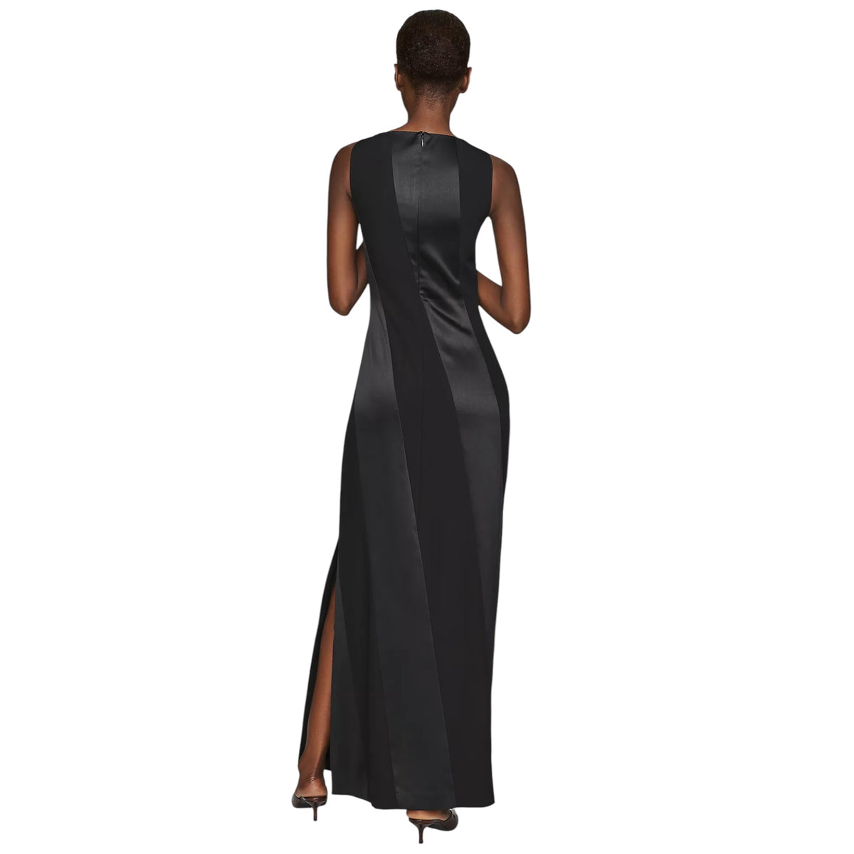 HUTCH Zelma Colorblock Satin Maxi Dress Black Size Small