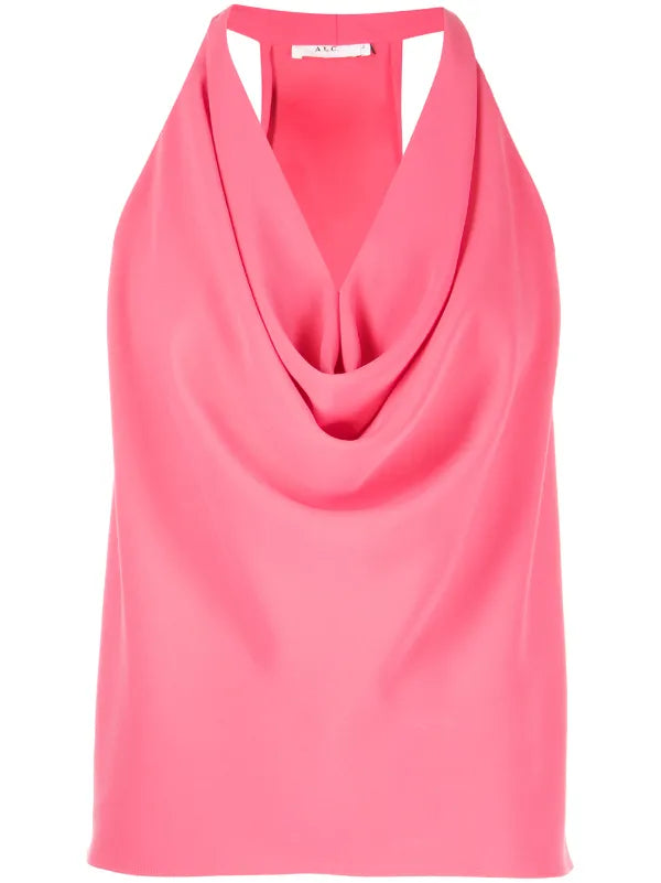 A.L.C. Dixon draped halterneck top Sz 4 $325 Coral