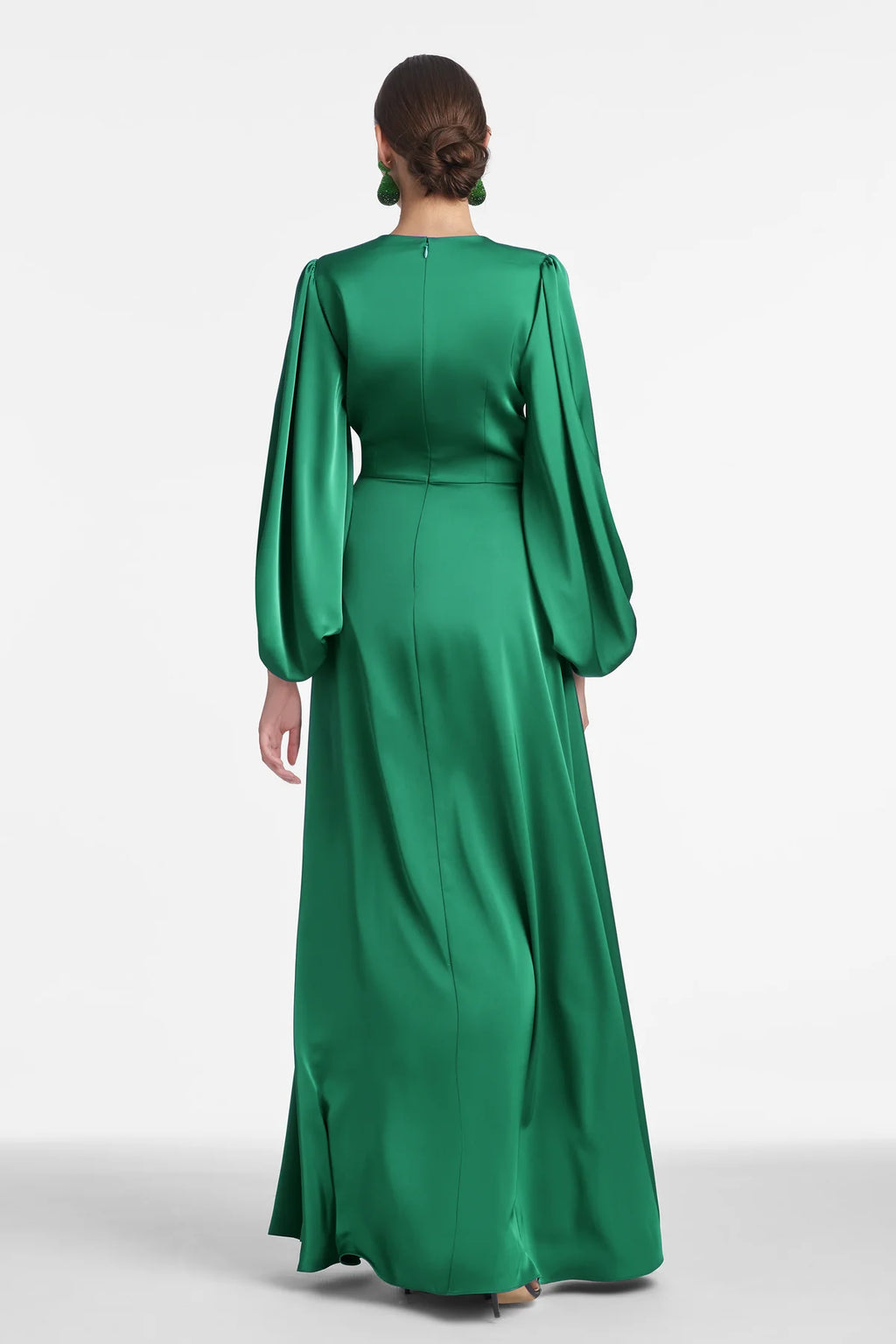 Sachin & Babi Jenny Emerald Green Satin Crepe Gown Size 12 $795