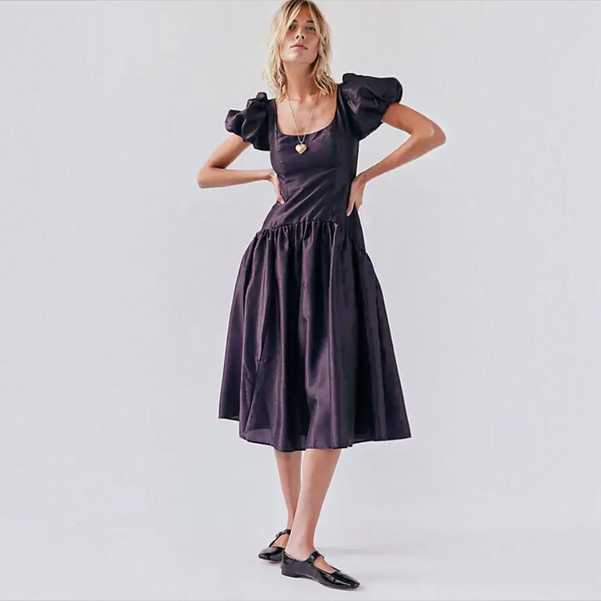 HUTCH Brighton Puff Sleeve Dress - Purple Sz 4