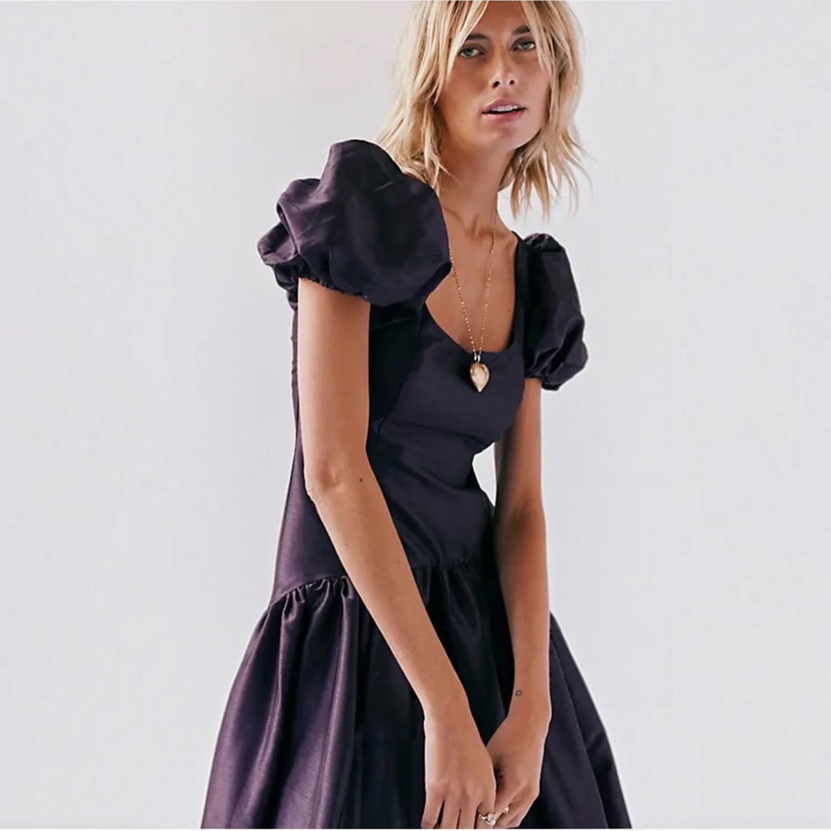HUTCH Brighton Puff Sleeve Dress - Purple Sz 4