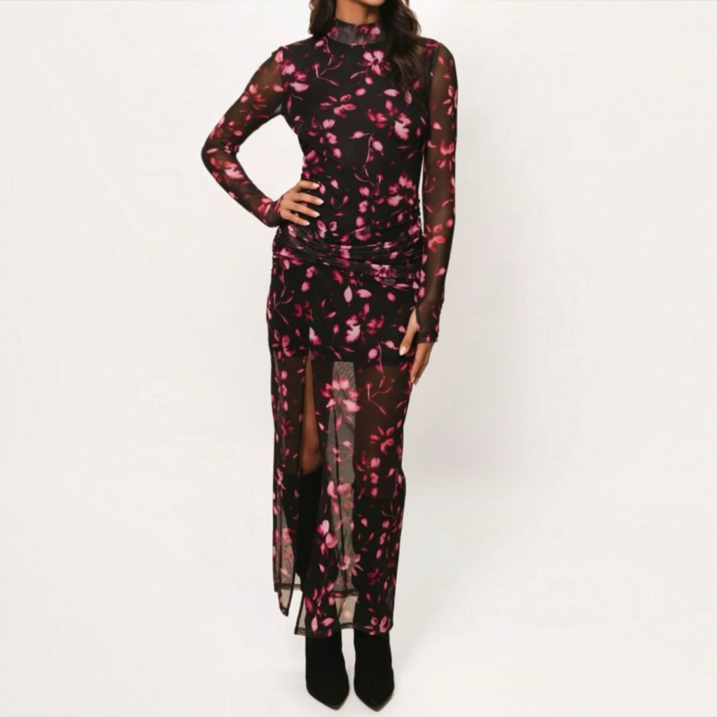 HUTCH Ambrose Mock Neck Maxi Dress