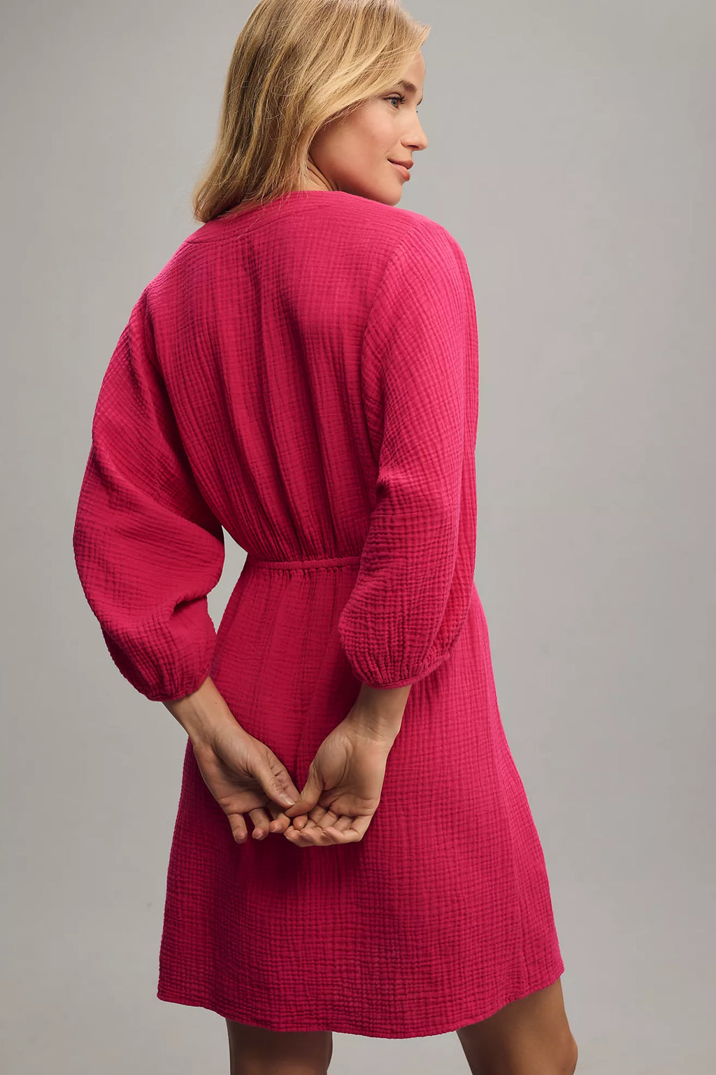 Nation Los Angeles Hedy Long-Sleeve Wrap Dress in hibiscus Sz Small $253