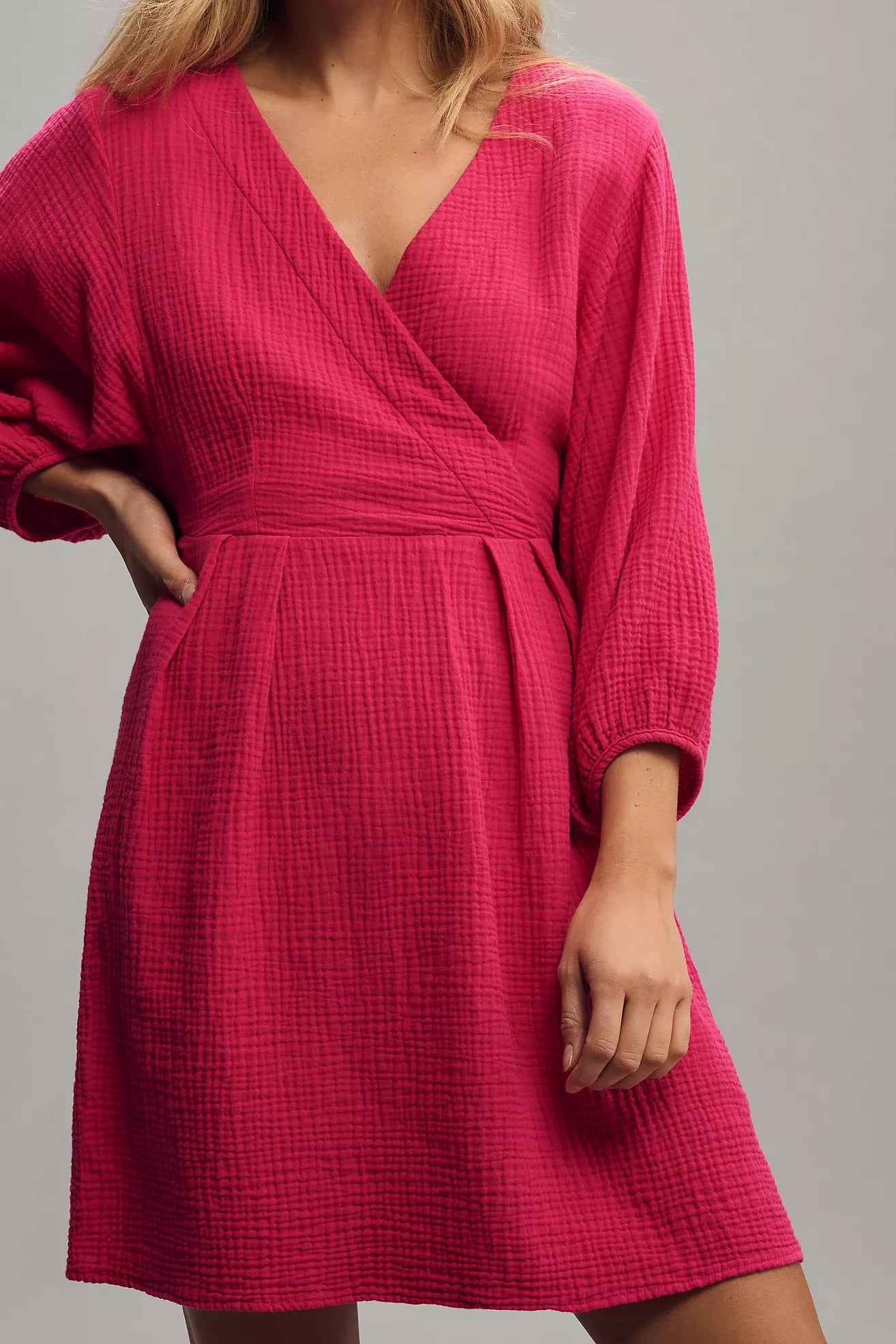 Nation Los Angeles Hedy Long-Sleeve Wrap Dress in hibiscus Sz Small $253