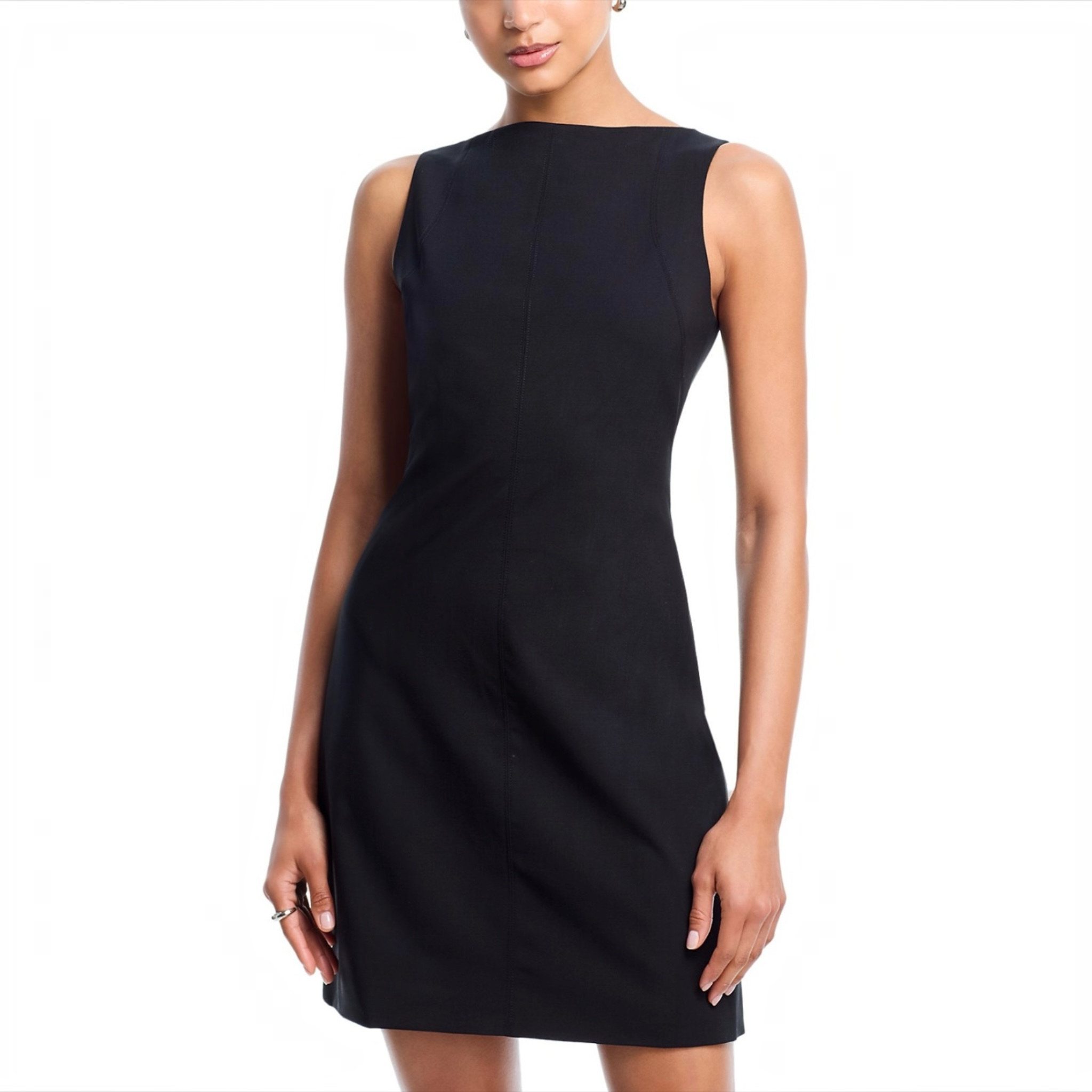 Theory Sleeveless Boat Neck Mini Dress Black Size 4