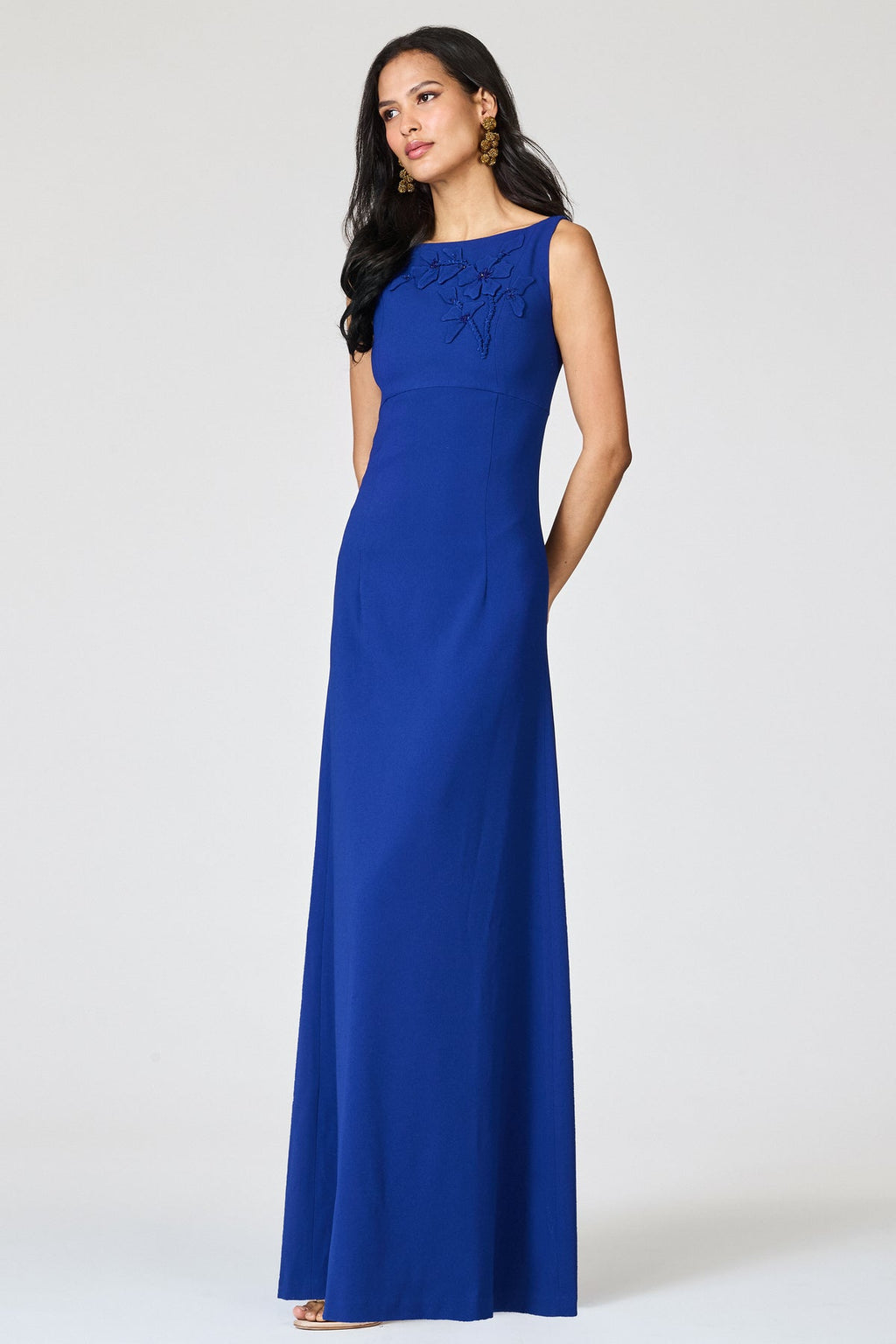 Sachin & Babi Tracey Gown Royal Blue Appliqué Full Length Sz 0 $895