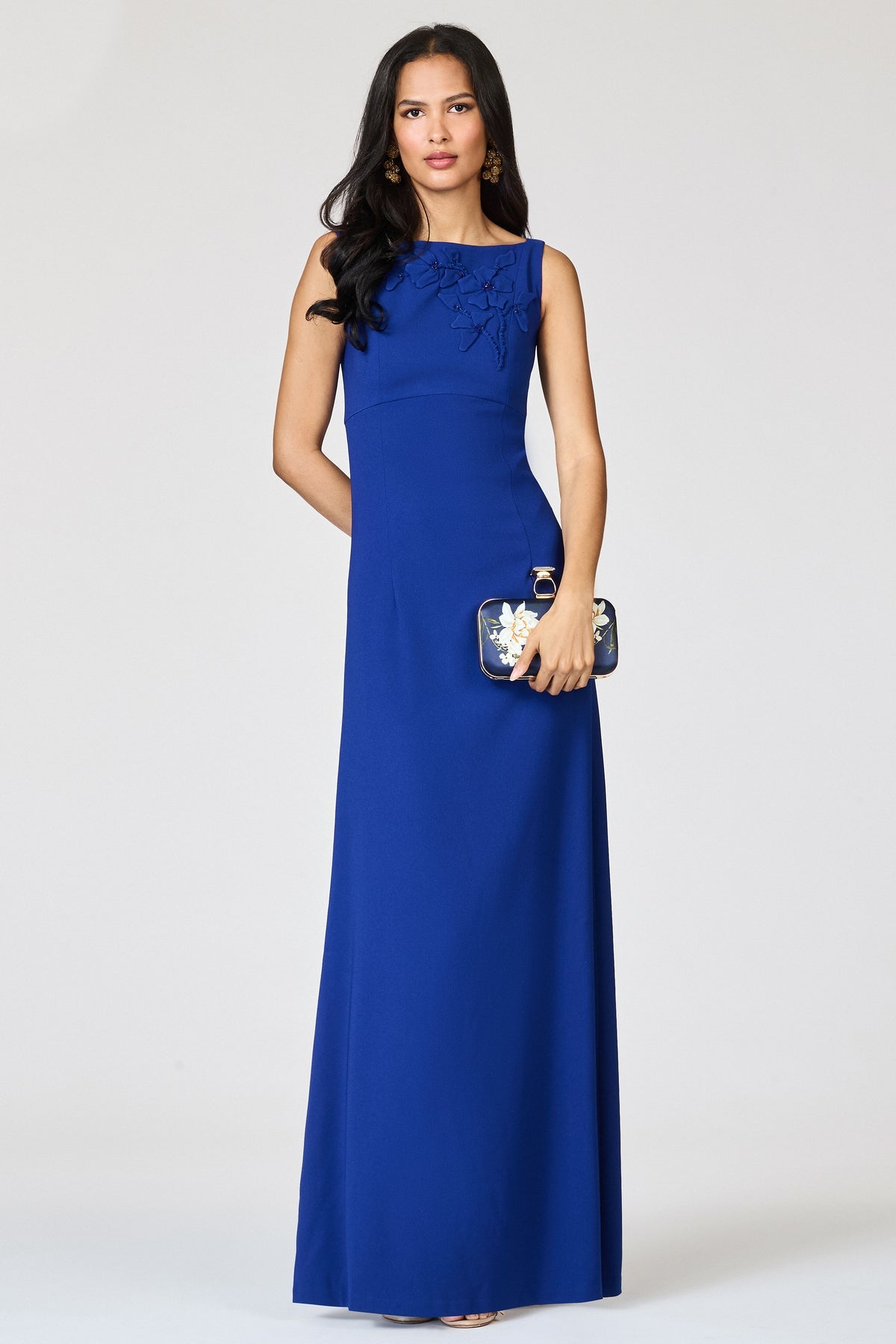 Sachin & Babi Tracey Gown Royal Blue Appliqué Full Length Sz 0 $895
