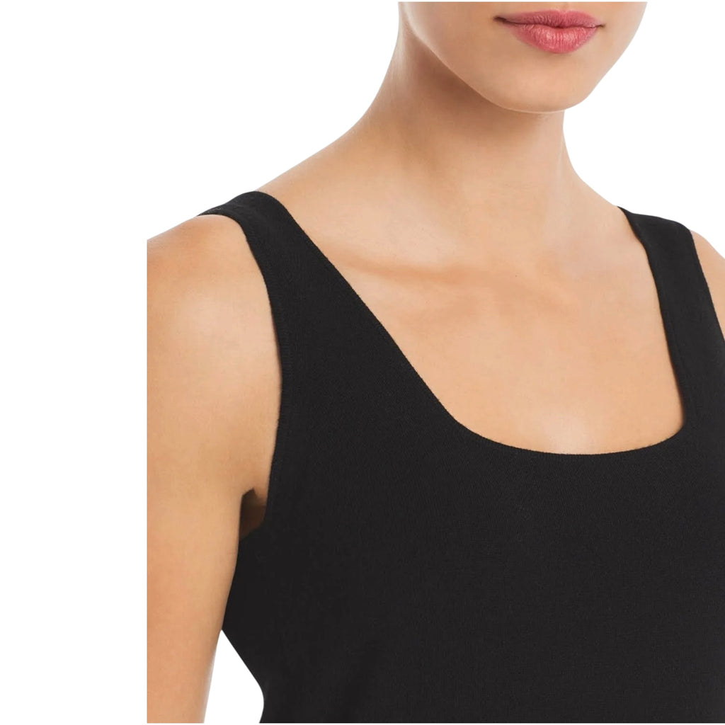 VINCE Square-Neck Sleeveless Wool-Blend Midi Dress in Black Sz 6