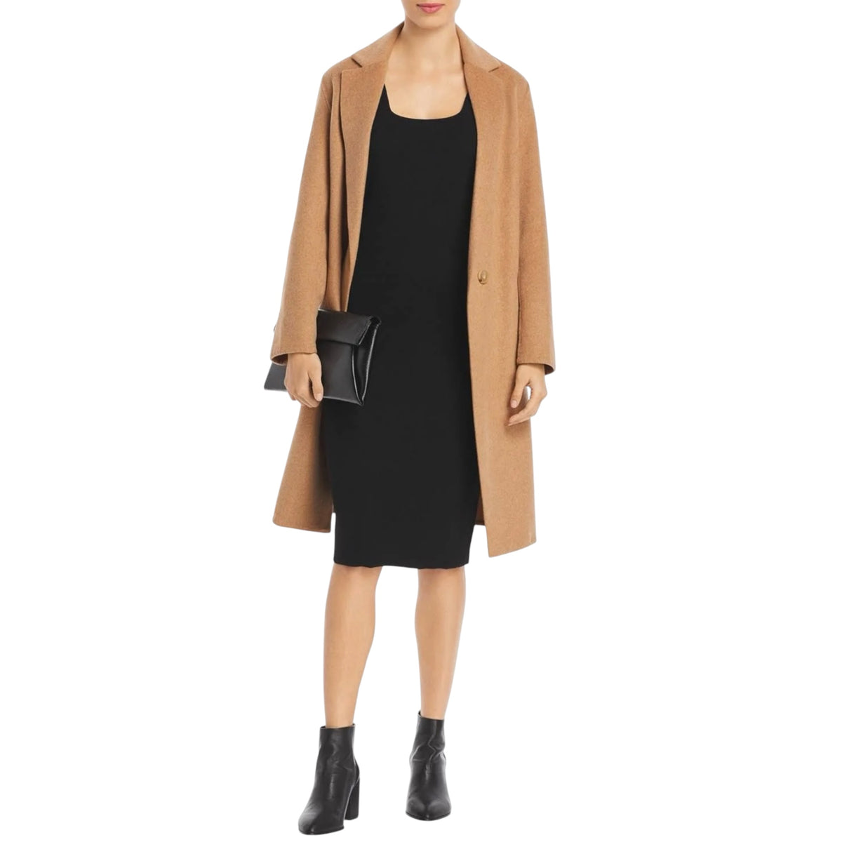 VINCE Square-Neck Sleeveless Wool-Blend Midi Dress in Black Sz 6