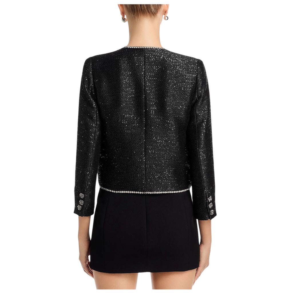 L’AGENCE Zell Crystal Trim Jacket Black Sequin Tweed Size 6