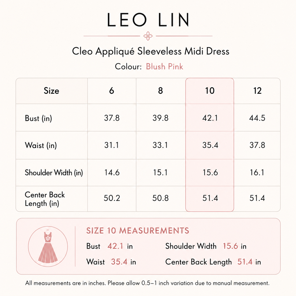 LEO LIN Cleo Appliqué Sleeveless Midi Dress Blush Pink Size 10