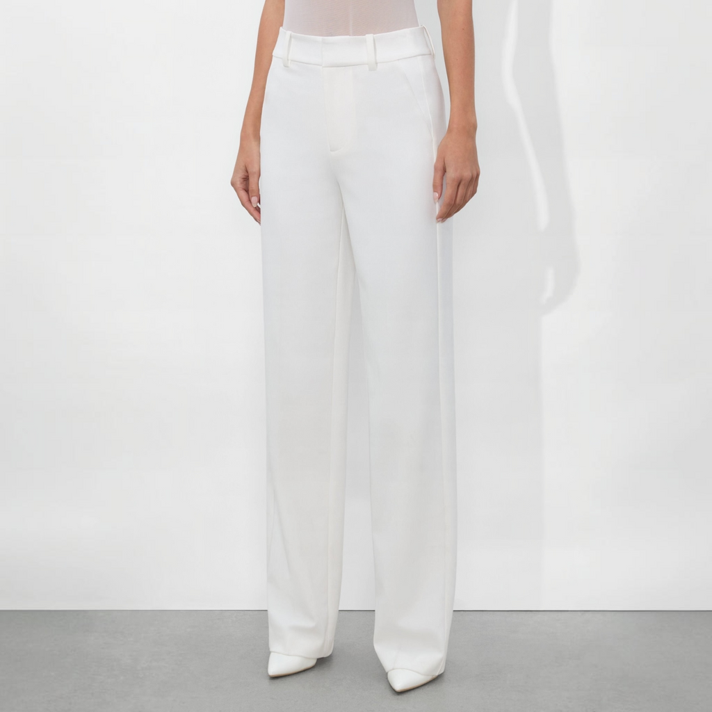 Alice + Olivia Alexander High-Rise Slim Straight Trouser – Off White – Size 4