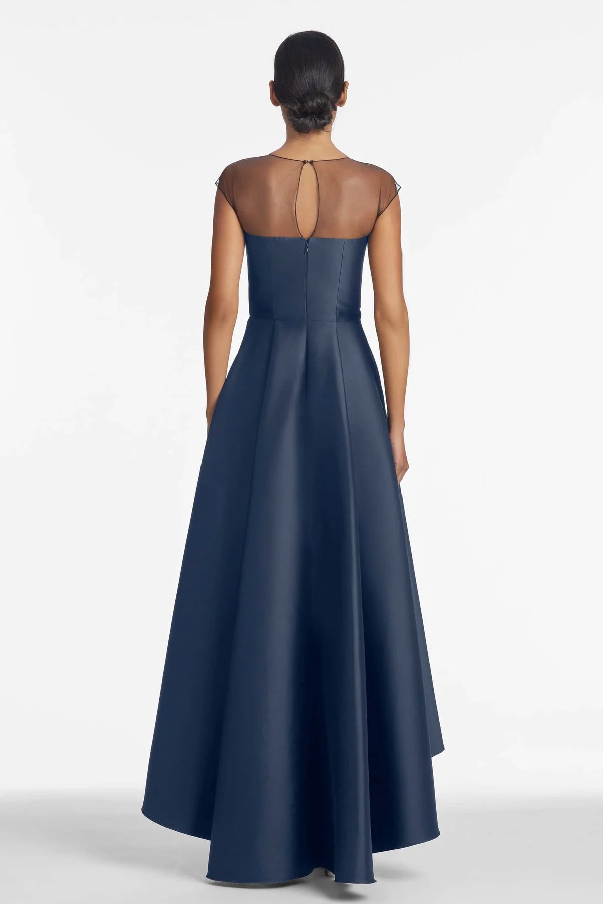 Sachin & Babi Blakely Gown Navy Hi-Lo Floral Detail Size 14 $795