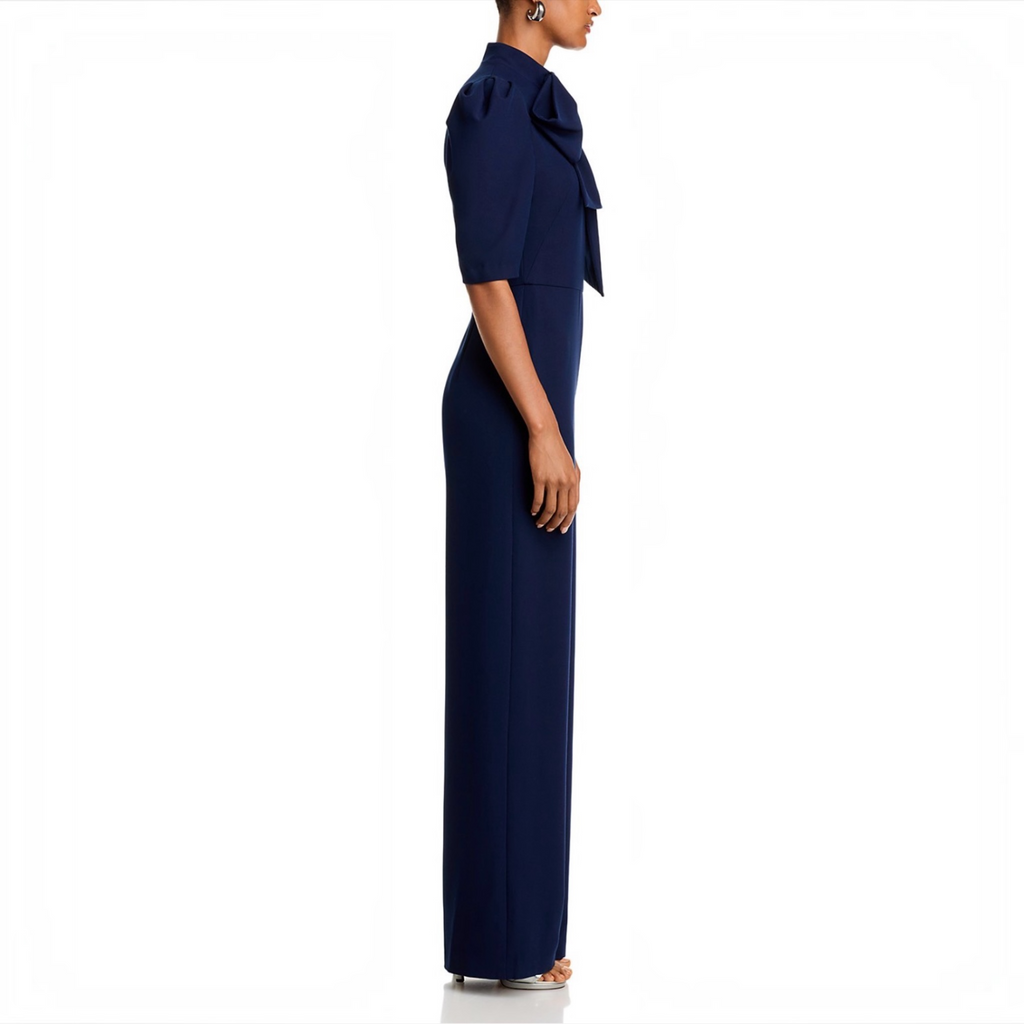 Black Halo Ara Bow Straight Leg Jumpsuit Navy Size 10