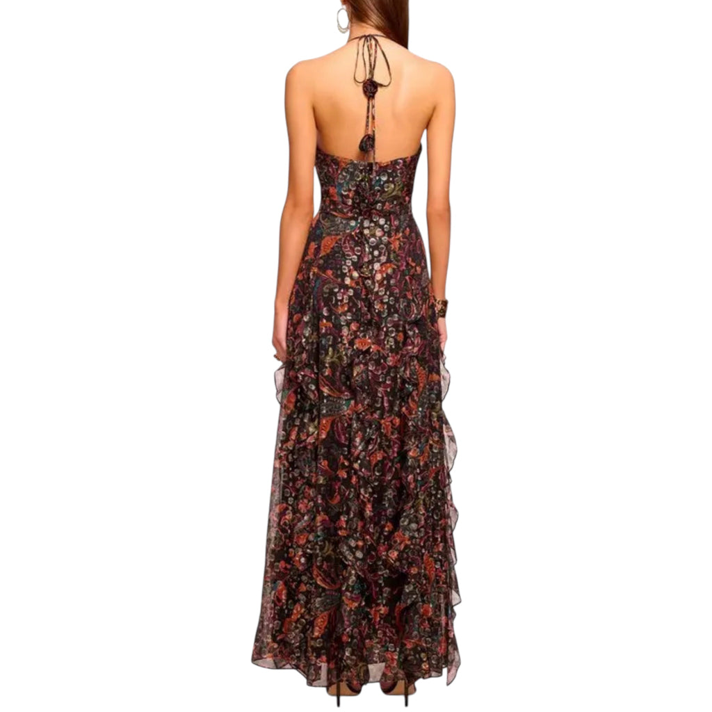 Ramy Brook Idella Printed Halter Gown Size 4