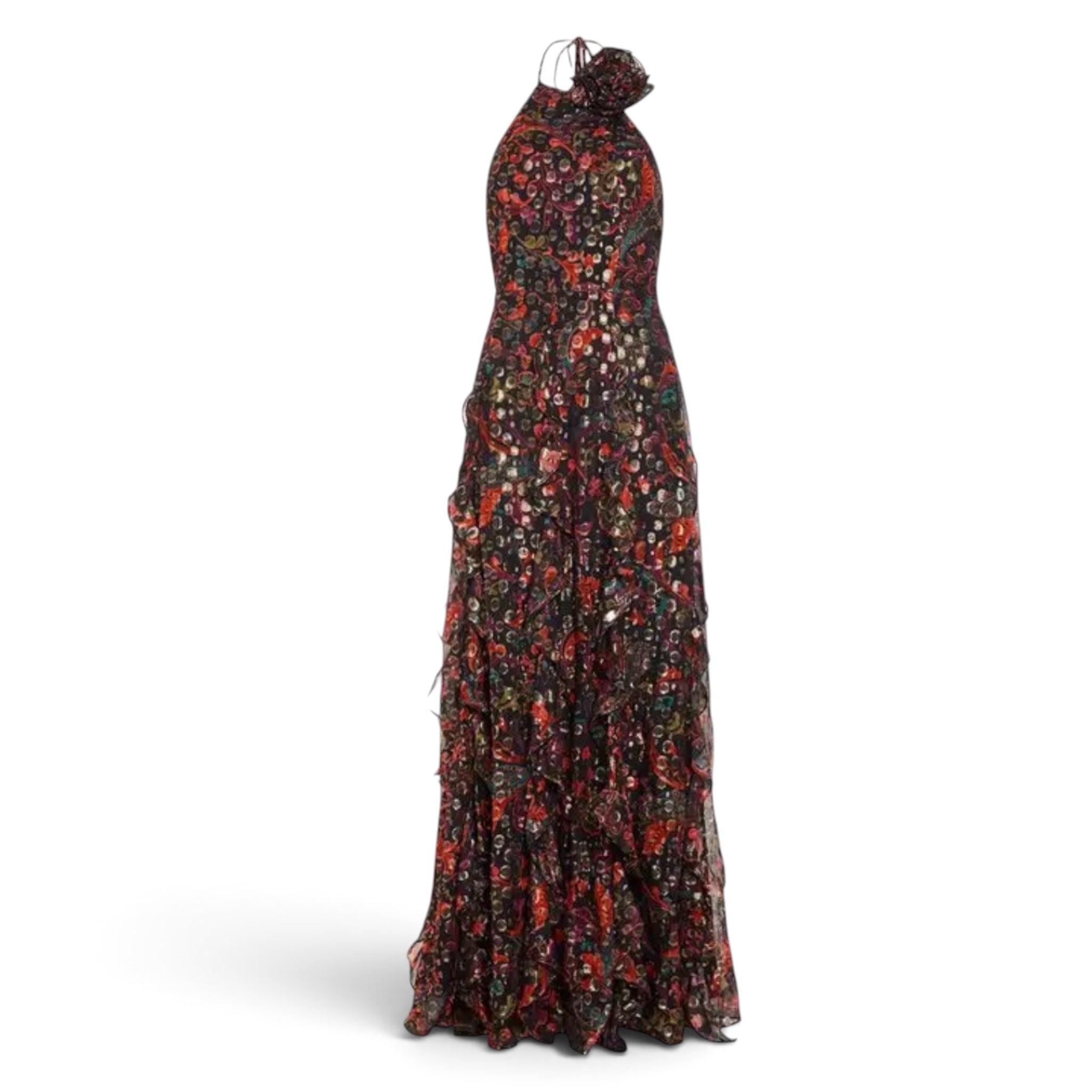 Ramy Brook Idella Printed Halter Gown Size 4