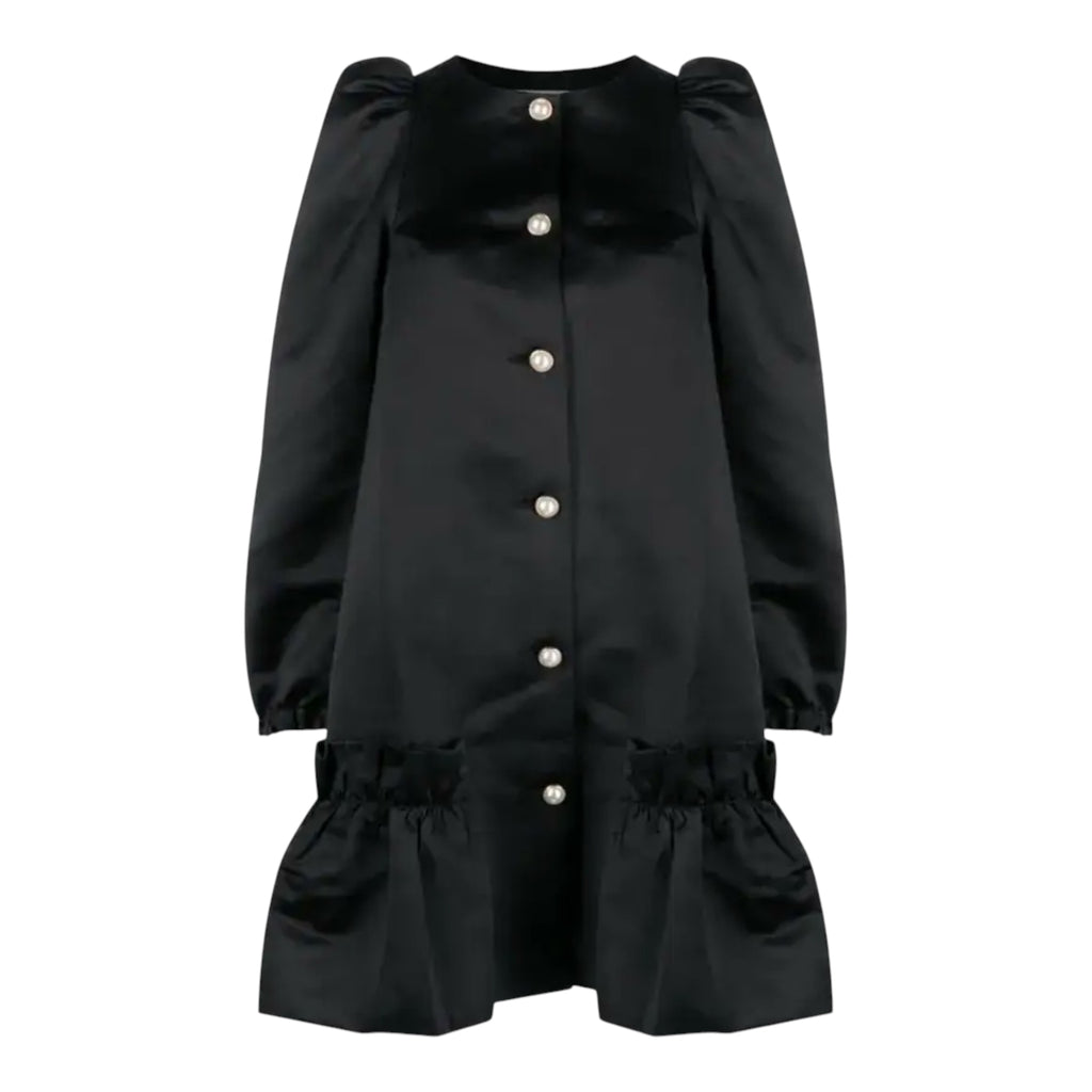SLEEPER Mystery Puff Mini Dress in Black Sz XS