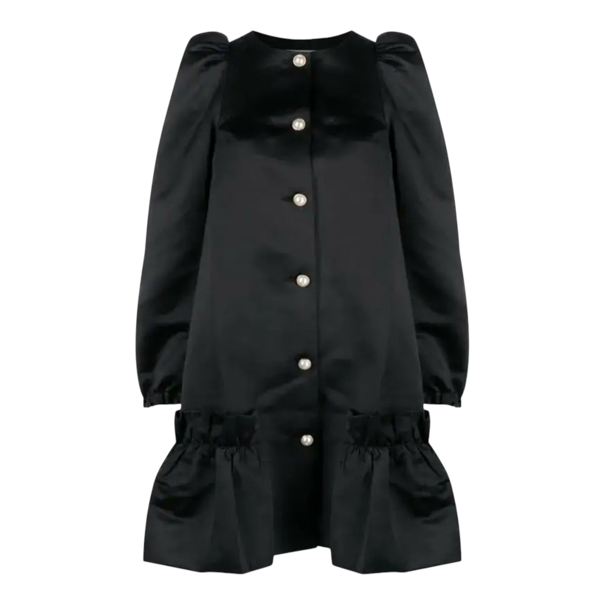 SLEEPER Mystery Puff Mini Dress in Black Sz XS