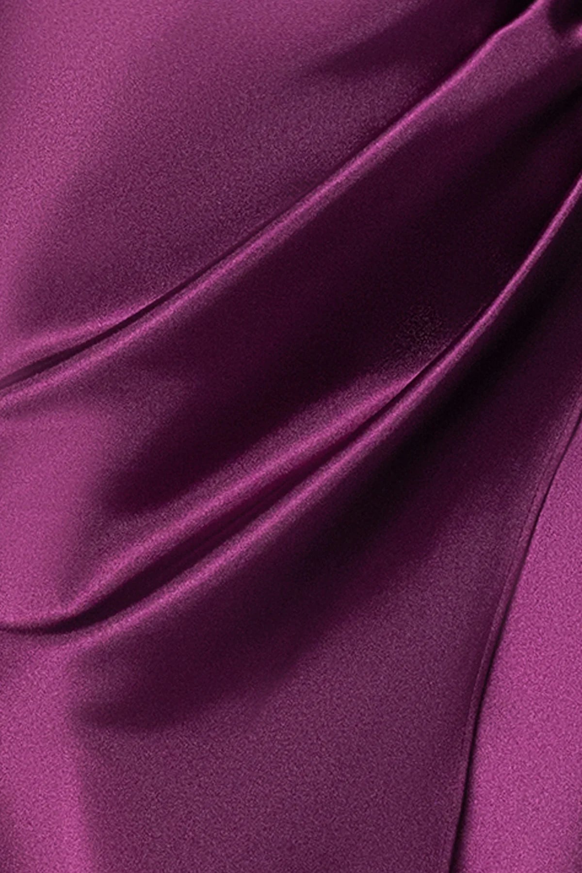 Betsy & Adam Melody Satin Ruched Gown in Plum Sz 4