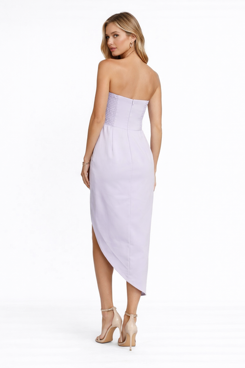 Amanda Uprichard Lilac Strapless Asymmetrical Midi Dress Size Small $260