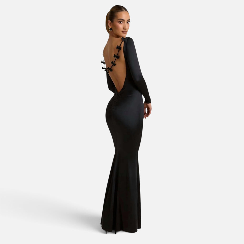 Oh Polly Alila Bow-Detail Ruched
Maxi Dress Size US 4 Black
