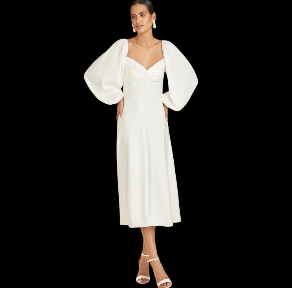 Sachin & Babi Melody Satin Crepe Cutout Midi Dress Off White Size 6 $425