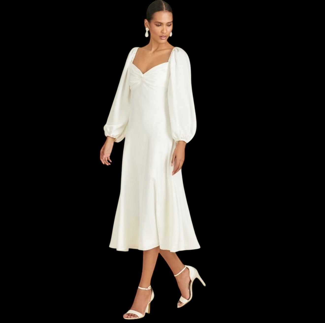 Sachin & Babi Melody Satin Crepe Cutout Midi Dress Off White Size 6 $425