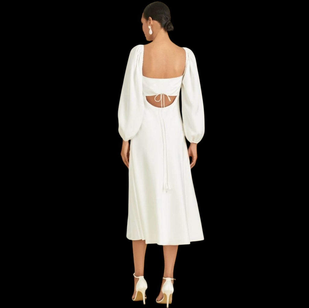 Sachin & Babi Melody Satin Crepe Cutout Midi Dress Off White Size 6 $425