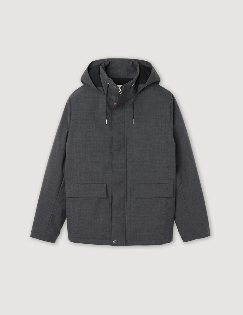 Sandro Parka Tech Coat in Anthracite Sz XXL $865