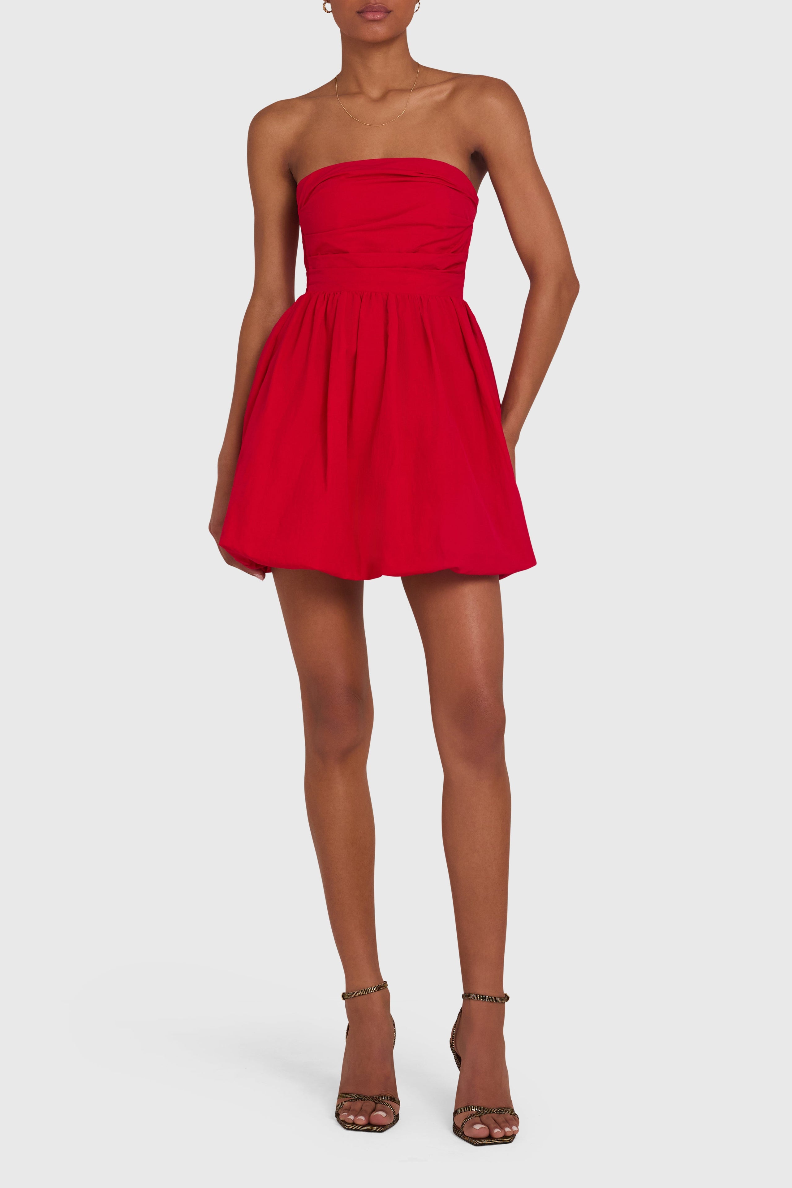 Amanda Uprichard Oscar Dress Red Strapless Bubble Hem Mini Dress XS $239