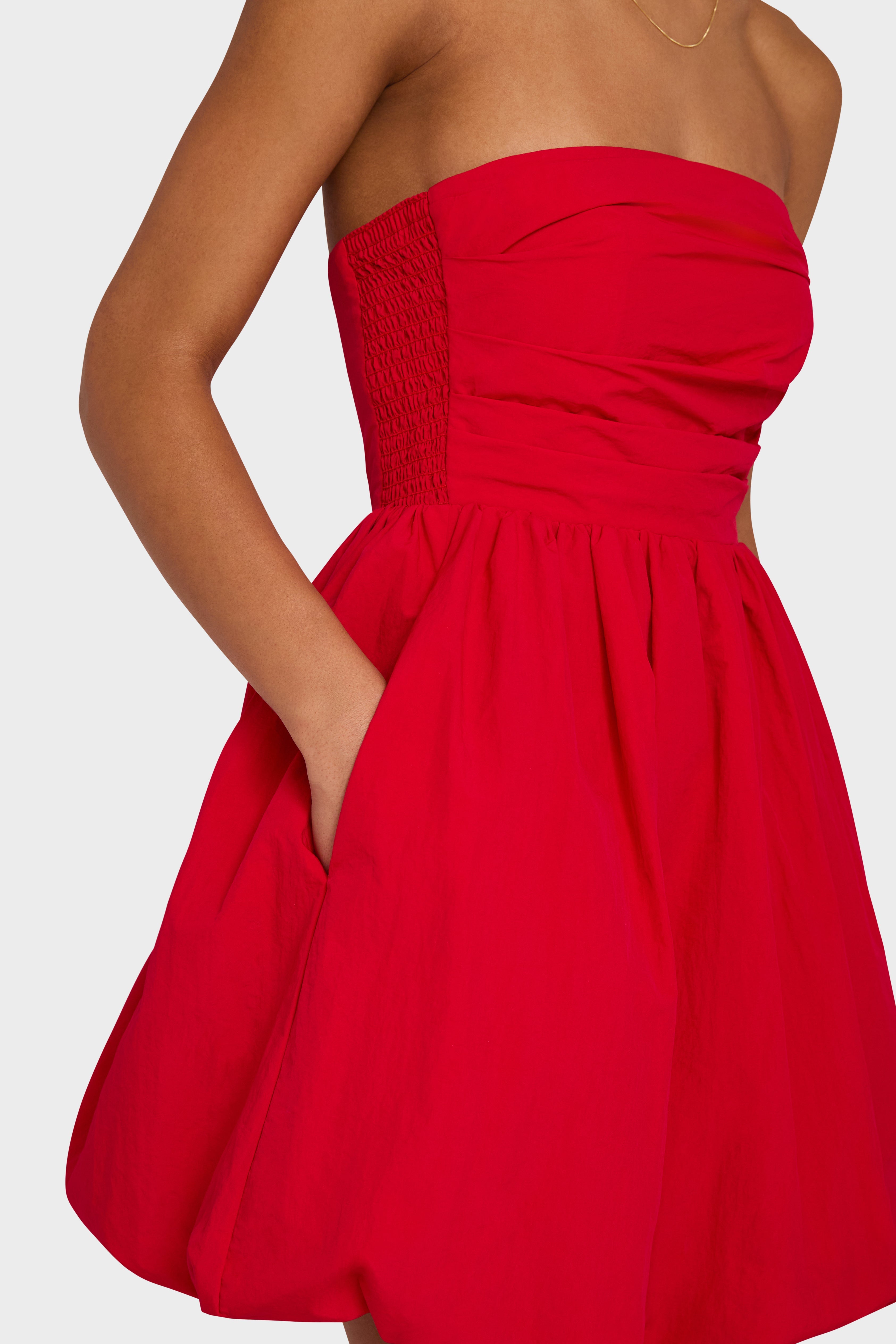 Amanda Uprichard Oscar Dress Red Strapless Bubble Hem Mini Dress XS $239