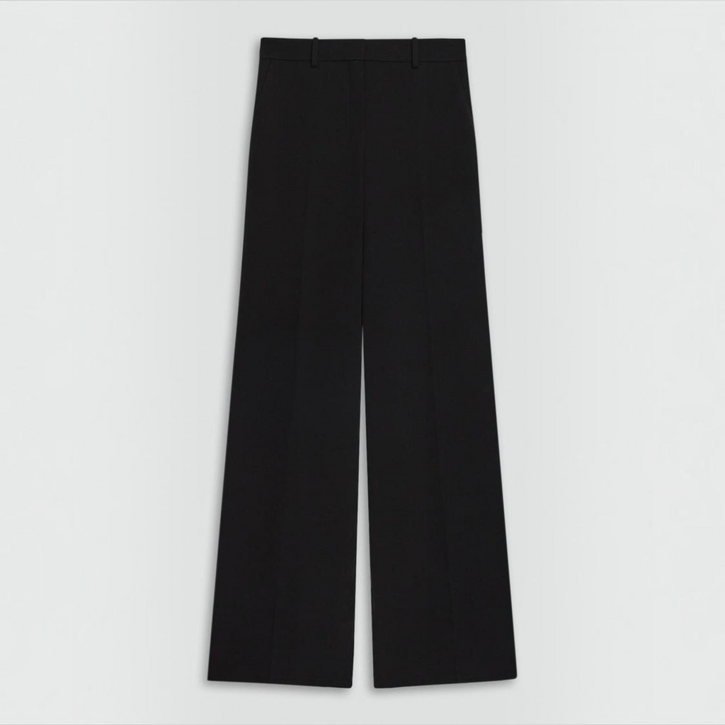 Theory Fluid Flare Pant 33” in Admiral Crepe – Black – Size 6