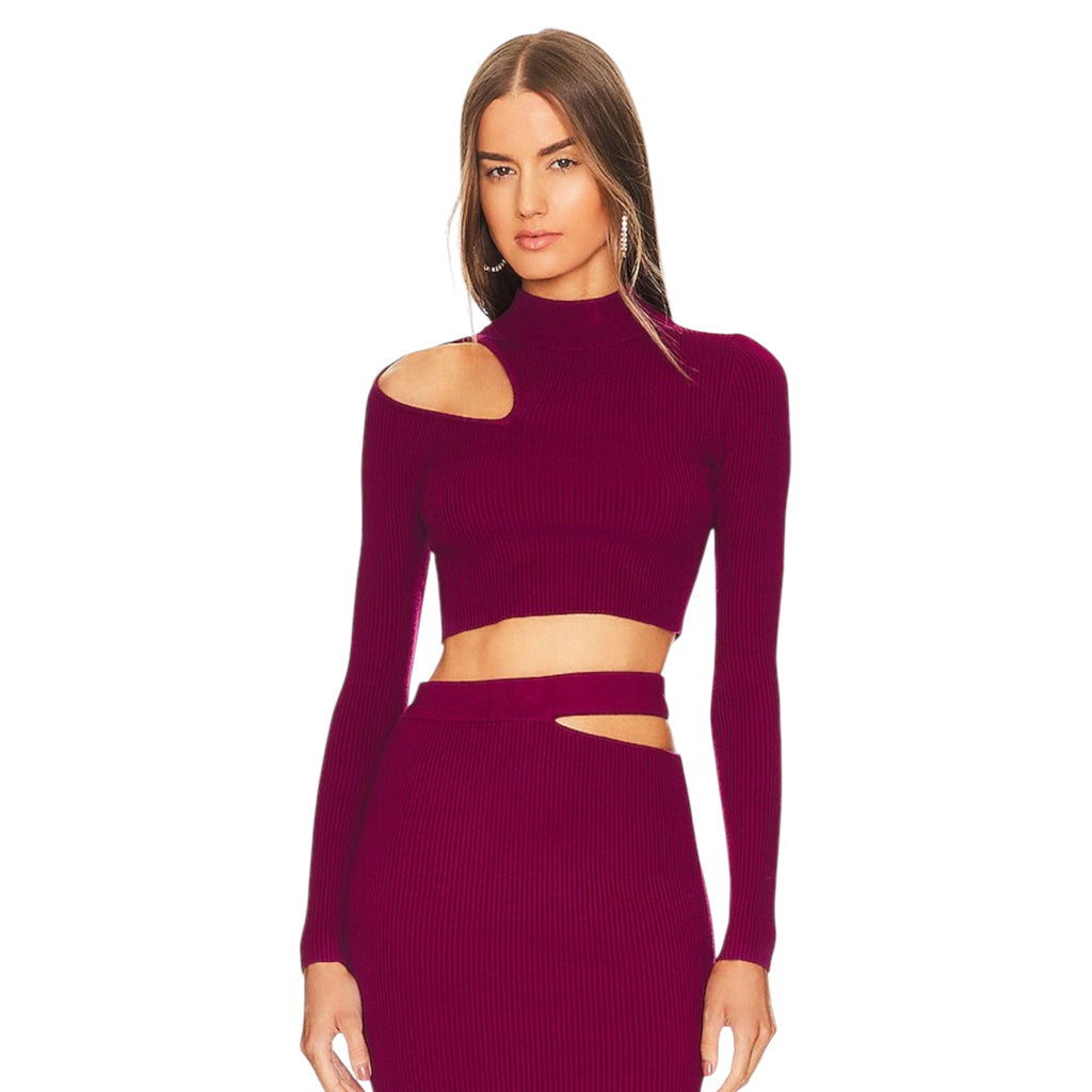 Michael Costello x REVOLVE Annalisa Dark Raspberry Cutout Knit 2-Piece Set
