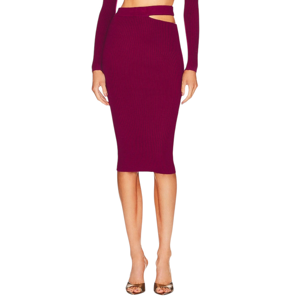Michael Costello x REVOLVE Annalisa Dark Raspberry Cutout Knit 2-Piece Set