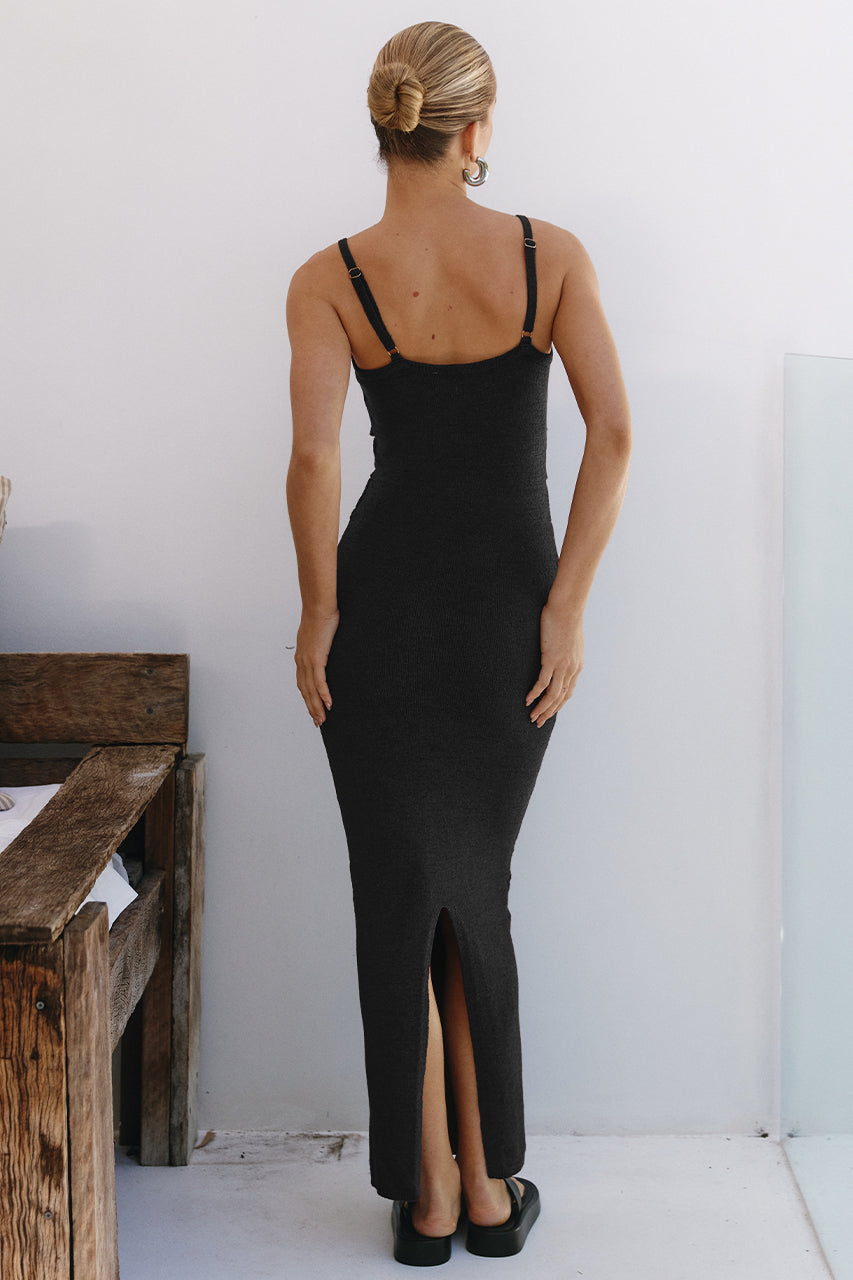 RUNAWAY THE LABEL Normani Cutout Midi Dress Black NWT Size 12